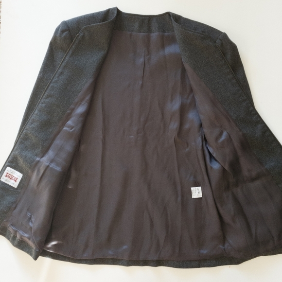 Sisley Grey Wool Zippered Classic Blazer Jacket - Picture 3 of 11